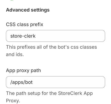 Advanced settings in the StoreClerk theme editor